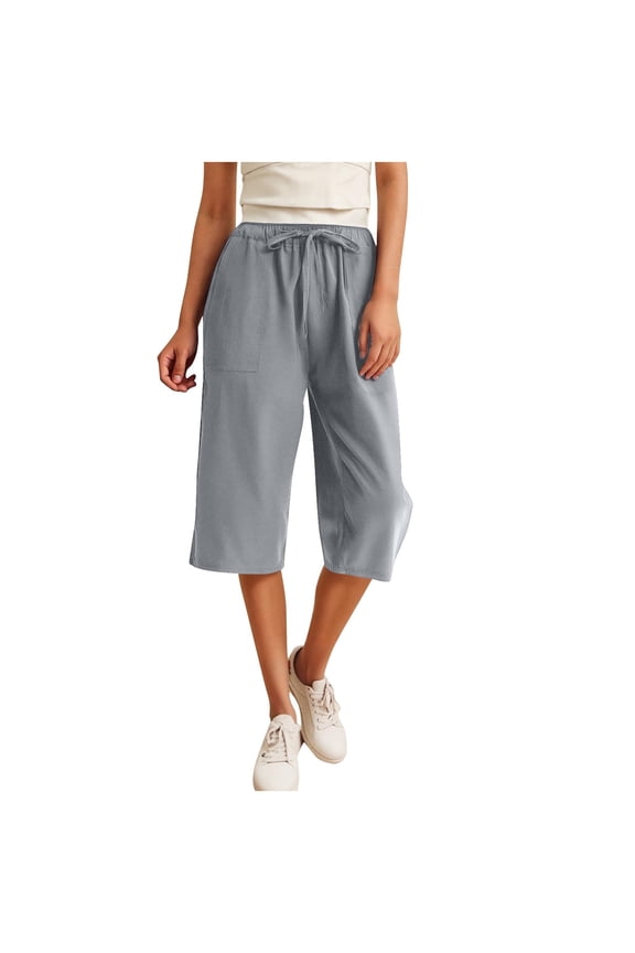 Plus Womens Capri Pants Quick Dry Moisture Wicking Casual Solid High Rise Straight Leg 7/8 Capri Jeans, Size S-5XL