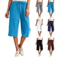 thumbnail image 1 of Luvrsol Plus Womens Capri Pants Quick Dry Moisture Wicking Casual Solid High Rise Straight Leg 7/8 Capri Jeans, Size S-5XL, 1 of 6
