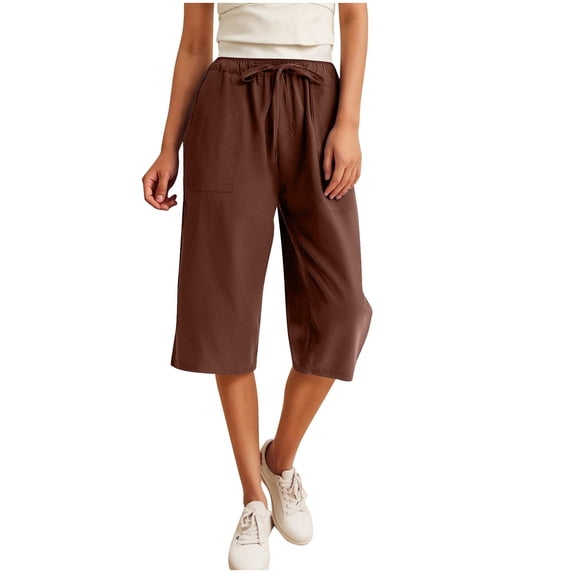 Luvrsol Plus Womens Capri Pants Quick Dry Moisture Wicking Casual Solid High Rise Straight Leg 7/8 Capri Jeans, Size S-5XL