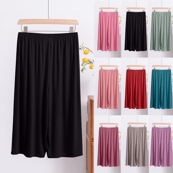 Luvrsol Plus Womens Capri Pants Soft & Breathable High Waisted Straight Crop Pants, Size XL-4XL