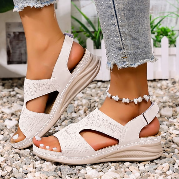 Luvrsol Sandals for Women Casual Summer Style Solid Color Fish Mouth Thick Bottom Wedge Sandal, 6.5-13.5