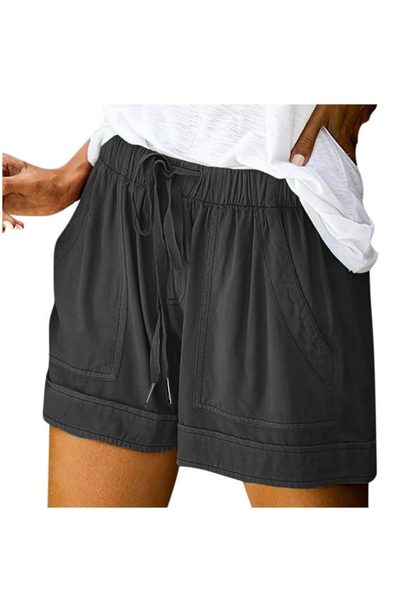 Shorts for Women Breathable Plus Size Comfy Drawstring Casual Pocket Loose Short, S-5XL