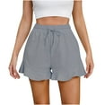 thumbnail image 1 of Luvrsol Shorts for Women Quick Dry Moisture Wicking Cotton and Linen Casual Pants with Ruffles Drawstring Short, Size S-2XL, 1 of 4