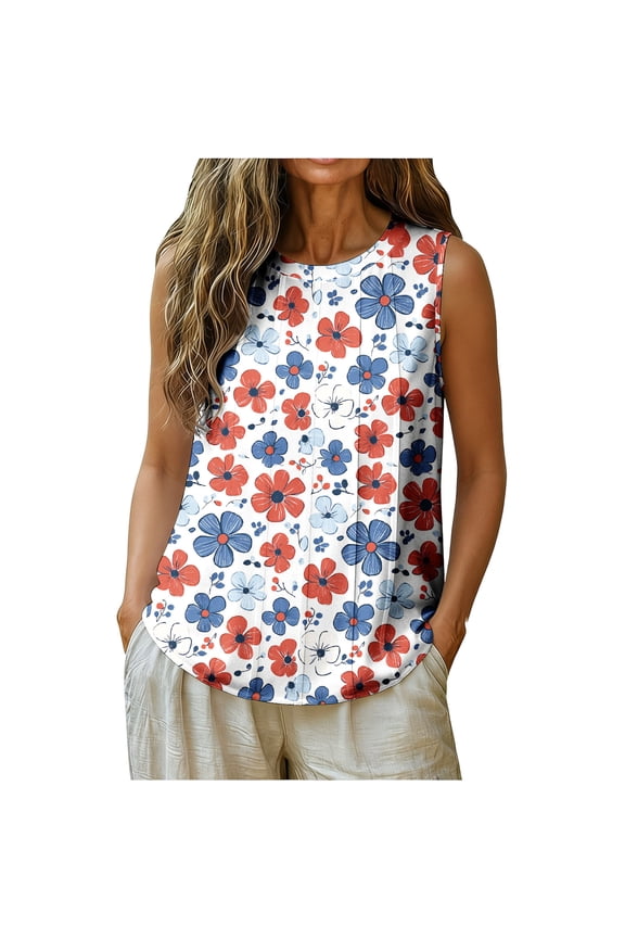 Sleeveless Tops for Women Abstract Pattern Printed Tank Stylish Loose Sleeveless Casual, S-2XL