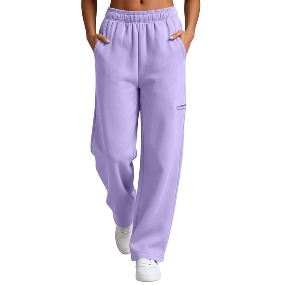 Luvrsol Sweat Pants for Womens Straight-Leg Joggers Casual Solid Pants High Waist Trousers S-2XL