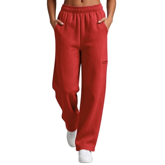 Luvrsol Sweat Pants for Womens Straight-Leg Joggers Casual Solid Pants High Waist Trousers S-2XL
