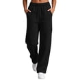 thumbnail image 1 of Luvrsol Sweat Pants for Womens Straight-Leg Joggers Casual Solid Pants High Waist Trousers S-2XL, 1 of 7