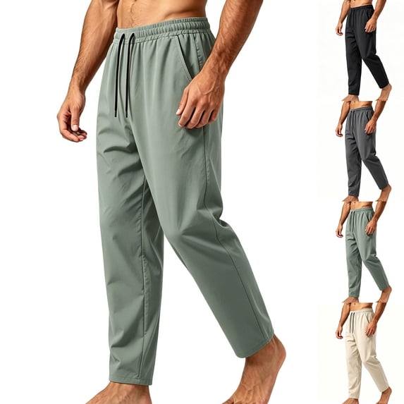 Luvrsol Sweatpants for Men Big & Tall Tapered Joggers Secure Zipper Pockets Outdoor Hiking Workout Trousers M-5XL
