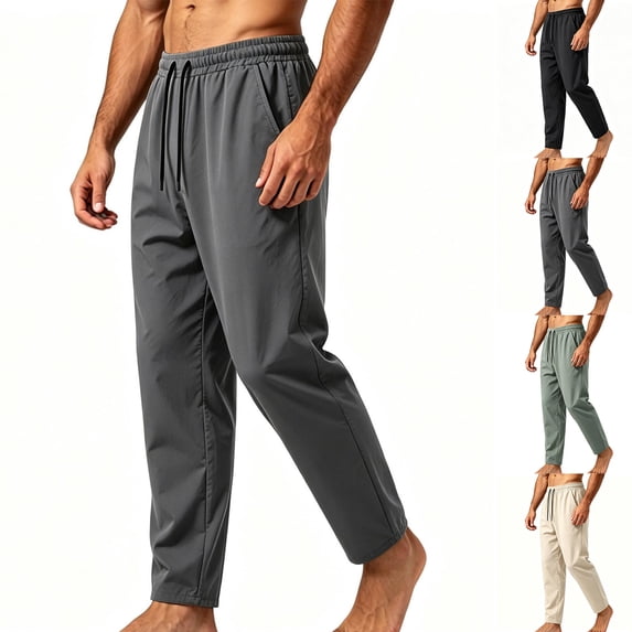 Luvrsol Sweatpants for Men Big & Tall Tapered Joggers Secure Zipper Pockets Outdoor Hiking Workout Trousers M-5XL