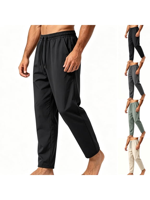 Sweatpants for Men Big & Tall Tapered Joggers Secure Zipper Pockets Outdoor Hiking Workout Trousers M-5XL