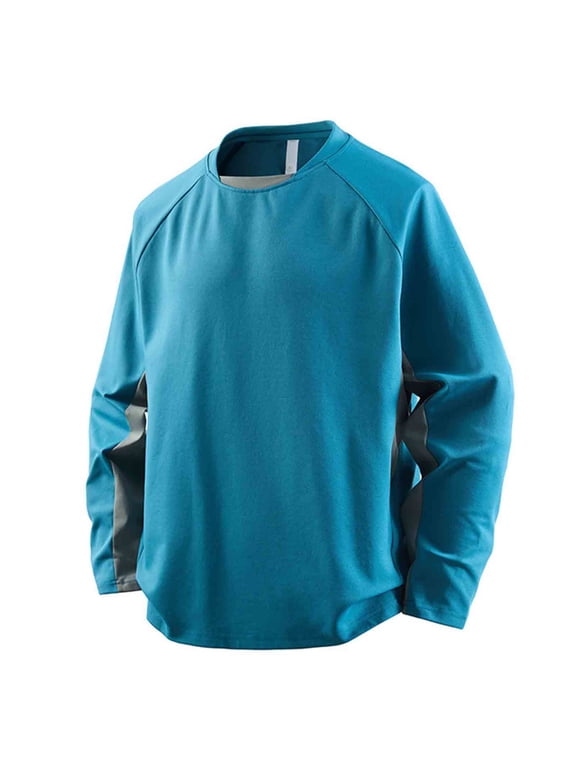 Sweatshirt for Men Basic Solid Crewneck Pullover Soft Thin Jersey Lounge Wear Long Sleeve Top S-2XL