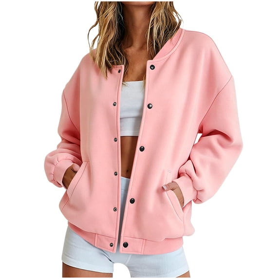 Luvrsol Sweatshirt for Women Button Front Jacket Long Sleeve Relaxed Fit Drawstring Top with Pockets S-2XL