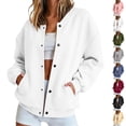 thumbnail image 1 of Luvrsol Sweatshirt for Women Button Front Jacket Long Sleeve Relaxed Fit Drawstring Top with Pockets S-2XL, 1 of 9