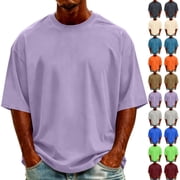 T-Shirts for Man Big &amp; Tall Solid Crew Neck Basic Tee Breathable Work Short Sleeve Shirts S-5XL deal from Walmart