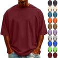 thumbnail image 1 of Luvrsol T-Shirts for Man Big & Tall Solid Crew Neck Basic Tee Breathable Work Short Sleeve Shirts S-5XL, 1 of 6