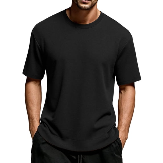 Luvrsol T Shirts for Man Plus Leisure and Comfort Solid Round Neck Breathable Short Sleeve, M-8XL