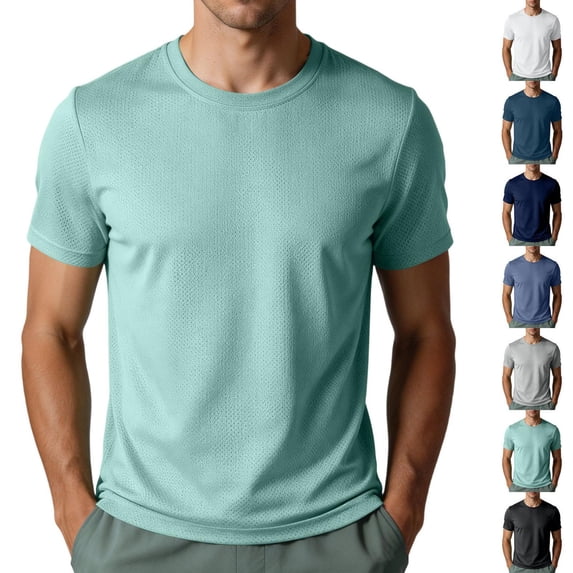 Luvrsol T-Shirts for Man Solid Crew Neck Basic Athletic Tee Moisture Wicking Workout Training Tops XS-3XL