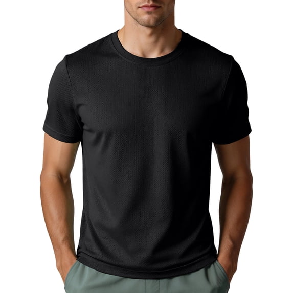 Luvrsol T-Shirts for Man Solid Crew Neck Basic Athletic Tee Moisture Wicking Workout Training Tops XS-3XL