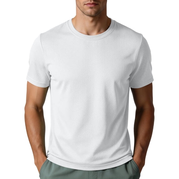 Luvrsol T-Shirts for Man Solid Crew Neck Basic Athletic Tee Moisture Wicking Workout Training Tops XS-3XL