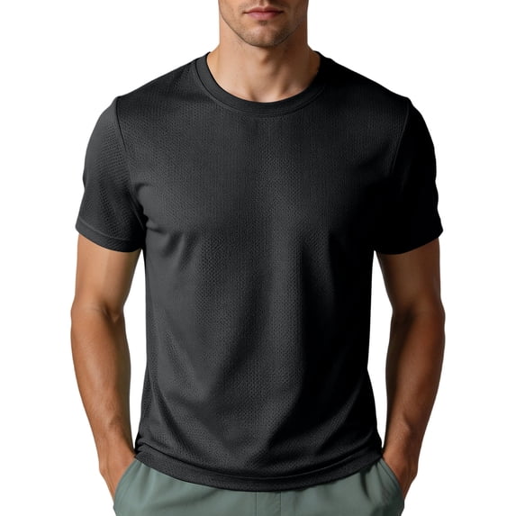 Luvrsol T-Shirts for Man Solid Crew Neck Basic Athletic Tee Moisture Wicking Workout Training Tops XS-3XL