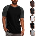 thumbnail image 1 of Luvrsol T Shirts for Man Two-Tone Patchwork Fitness Tee Short Sleeve Crew Neck Casual Top/Shirt, S-3XL, 1 of 10