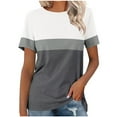 thumbnail image 1 of Luvrsol T Shirts for Women Casual Striped Printed T-shirt Round Neck Short Sleeve Top, Size S-2XL, 1 of 6