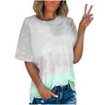 thumbnail image 1 of Luvrsol T Shirts for Women Summer Round-Neck Short Sleeve Tie-dyed Print Casual Blouses Tops, Size S-2XL, 1 of 5