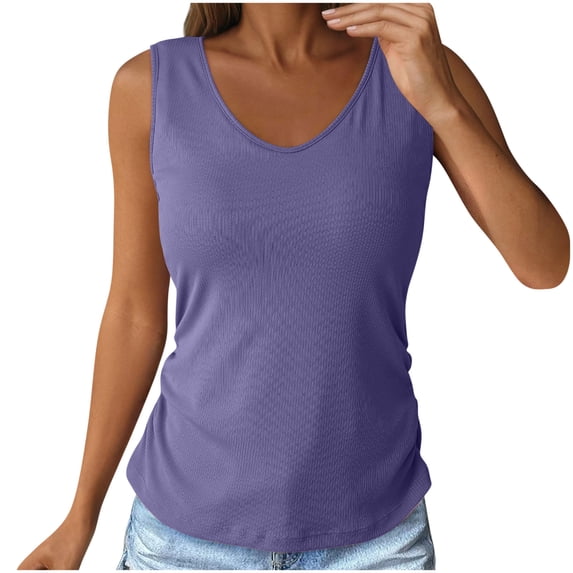 Luvrsol Tank Tops for Women Solid Ribbed Basic Soft Stretchy Top with Built-in Bra, S-2XL