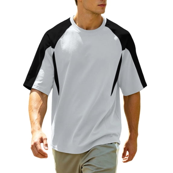 Luvrsol Tee Shirts Mens Big & Tall Solid Crew Neck Basic Tee Breathable Cotton Blend Work Short Sleeve Shirts M-4XL
