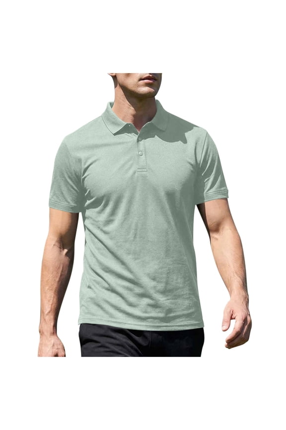 Tee Shirts Mens Solid Basic Short Sleeve Lapel Collar Soft Pique Cotton Classic Casual Tops S-3XL