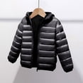 thumbnail image 1 of Luvrsol Toddler Kids Hooded Lightweight Puffer Jacket Full Zip Quilted Padded Outer Coat for Boys Girls, Black 130, 1 of 2