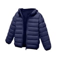thumbnail image 1 of Luvrsol Toddler Kids Hooded Lightweight Puffer Jacket Full Zip Quilted Padded Outer Coat for Boys Girls, Dark Blue 150, 1 of 2