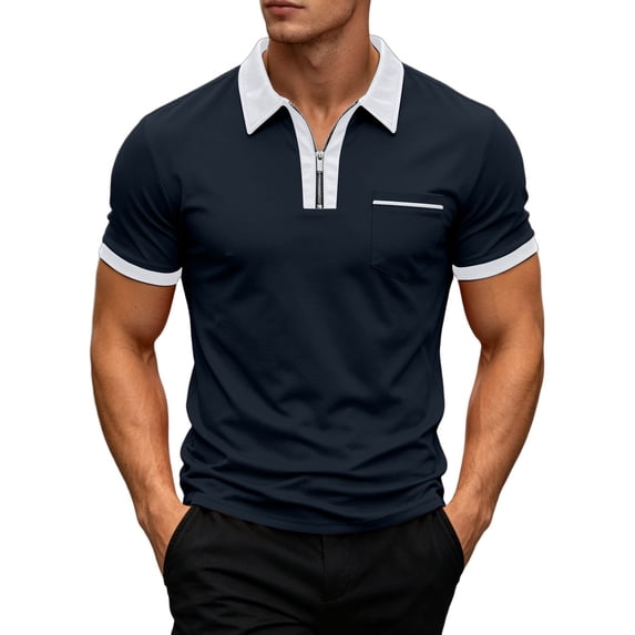 Luvrsol Tshirts Shirts for Men Solid Basic Cotton Turndown Collar Short Sleeve Standard Fit Daily Shirts S-3XL
