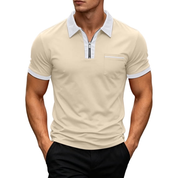 Luvrsol Tshirts Shirts for Men Solid Basic Cotton Turndown Collar Short Sleeve Standard Fit Daily Shirts S-3XL