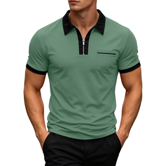 Luvrsol Tshirts Shirts for Men Solid Basic Cotton Turndown Collar Short Sleeve Standard Fit Daily Shirts S-3XL