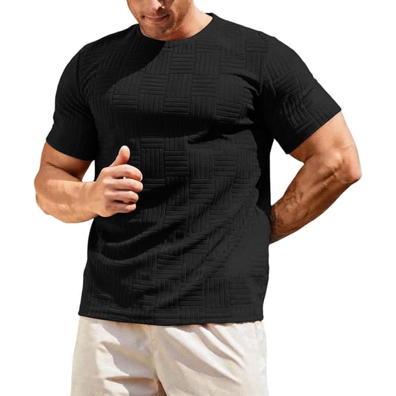 Luvrsol Tshirts for Men Stretch Solid Crew Neck Basic Tee Flexible Soft Layering Daily Undershirts S-2XL