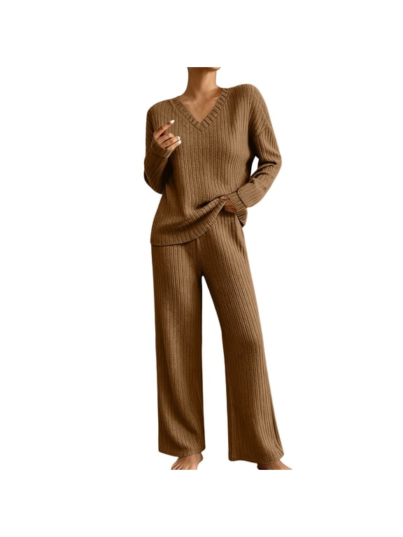 Two Piece Sets for Women Solid Athletic Outfit Suit Pullover Long Sleeve Blouse Loose Casual Sweatpants S-2XL