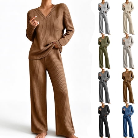 Luvrsol Two Piece Sets for Women Solid Athletic Outfit Suit Pullover Long Sleeve Blouse Loose Casual Sweatpants S-2XL