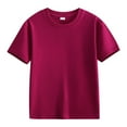 thumbnail image 1 of Luvrsol Unisex Kids Solid Basic Short Sleeve Crew Neck T-Shirt Regular Fit Cotton Shirts 100-160, 1 of 3