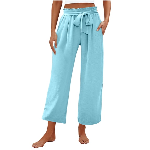 Luvrsol Wide Leg Pants Women Straight Leg High Waisted Trousers Long Dressy Bottoms, Size S-2XL