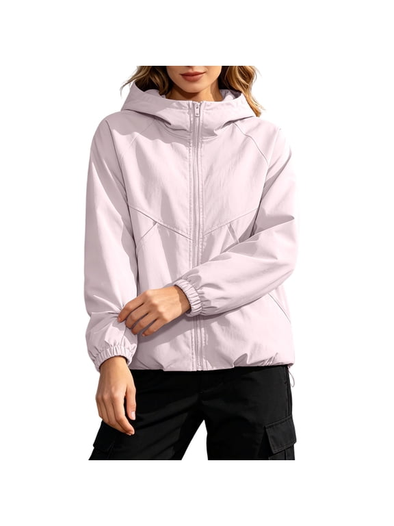 Windbreaker Jacket Women Lightweight Hiking Coats Waterproof Wind Resistant Hooded Outdoor Rain Coat M-3XL