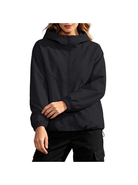 Windbreaker Jacket Women Lightweight Hiking Coats Waterproof Wind Resistant Hooded Outdoor Rain Coat M-3XL