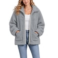 thumbnail image 1 of Luvrsol Winter Jackets for Women Lapel Full Zip Fleece Teddy Jacket Loose Fit Warm Fluffy Sherpa Coat, Gray S-2XL, 1 of 7