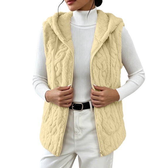 Luvrsol Women V Neck Open Front Fleece Sleeveless Vest Lightweight Casual Layering Waistcoat Gilet S-3XL