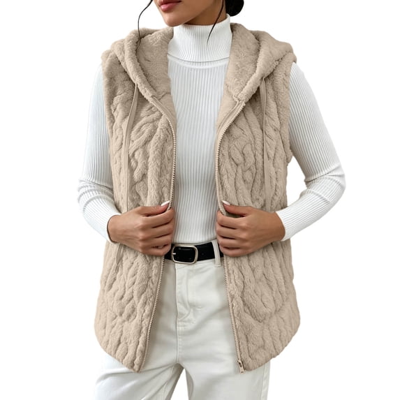 Luvrsol Women V Neck Open Front Fleece Sleeveless Vest Lightweight Casual Layering Waistcoat Gilet S-3XL