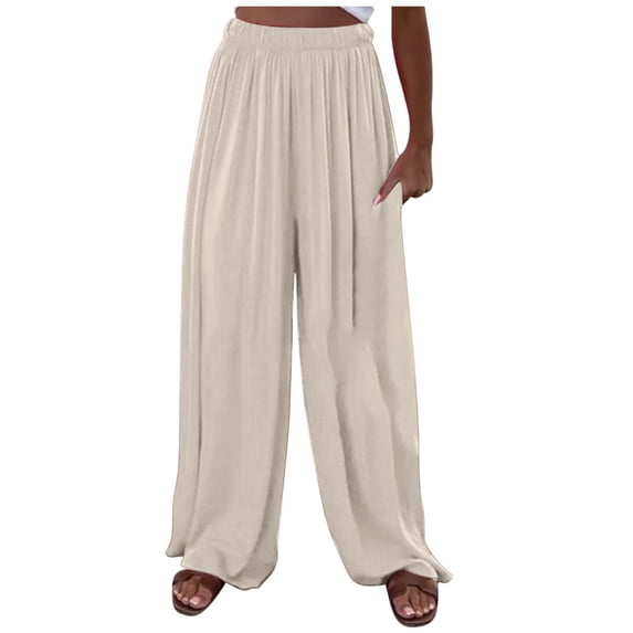 Luvrsol Women Wide Leg Pants Solid Color Pocket Casual Wide Leg Loose Oversized Fashionable Pants, Size S-3XL