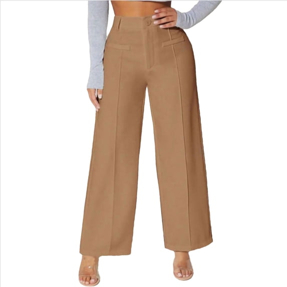 Luvrsol Women Wide Leg Pants Straight Leg High Waisted Trousers Long Dressy Bottoms Ladies' Suit Pants, Size S-2XL