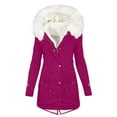 thumbnail image 1 of Luvrsol Women's Faux Fur Hood Mid‑Length Parka Coat Button Closure Puffer Jacket Warm Winter Outerwear, Hot Pink S-5XL, 1 of 3