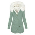 thumbnail image 1 of Luvrsol Women's Faux Fur Hood Mid‑Length Parka Coat Button Closure Puffer Jacket Warm Winter Outerwear, Mint Green S-5XL, 1 of 3