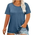 thumbnail image 1 of Luvrsol Women's Plus Size Solid Crew Neck Short Sleeve Tee Basic Summer Tops, L-5XL, 1 of 3